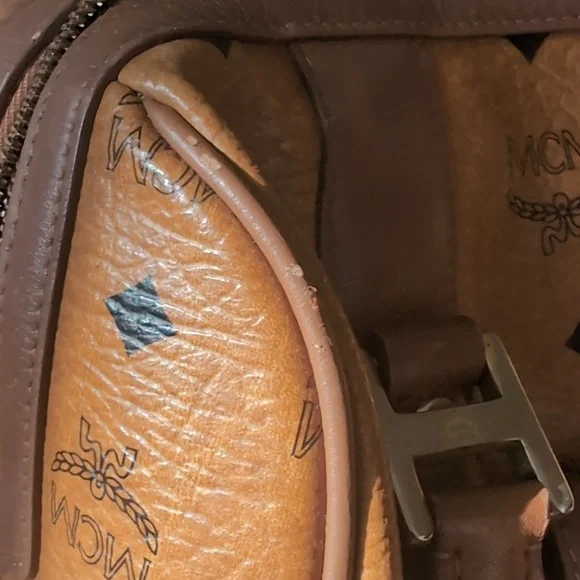 AUTHENTIC MCM Cognac Visetos Tote Bag Boston Bag - Picture 6 of 7